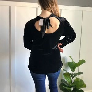 NWT Motherhood Maternity Velvet Open Back Blouse